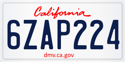 CA license plate 6ZAP224