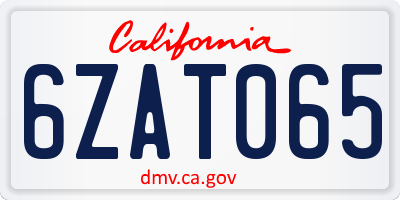 CA license plate 6ZAT065