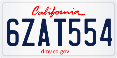 CA license plate 6ZAT554