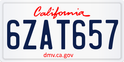 CA license plate 6ZAT657