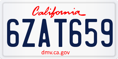 CA license plate 6ZAT659