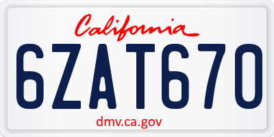 CA license plate 6ZAT670