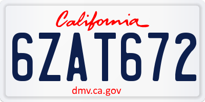 CA license plate 6ZAT672