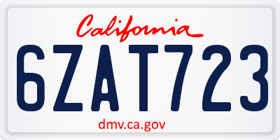 CA license plate 6ZAT723