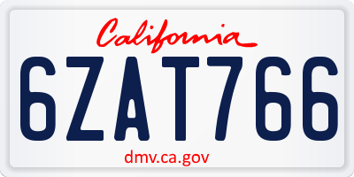 CA license plate 6ZAT766