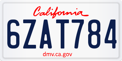 CA license plate 6ZAT784