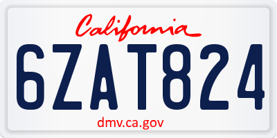 CA license plate 6ZAT824