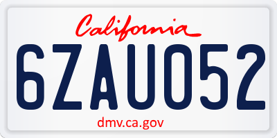 CA license plate 6ZAU052
