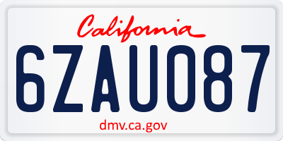 CA license plate 6ZAU087