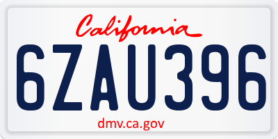 CA license plate 6ZAU396