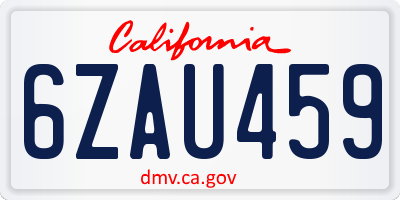 CA license plate 6ZAU459