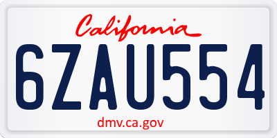 CA license plate 6ZAU554