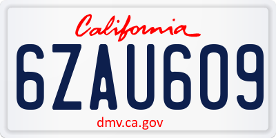 CA license plate 6ZAU609