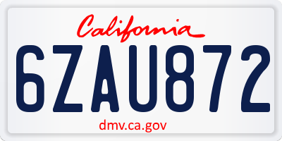 CA license plate 6ZAU872