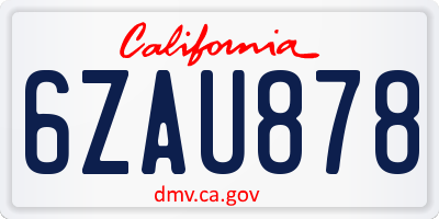 CA license plate 6ZAU878