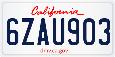 CA license plate 6ZAU903