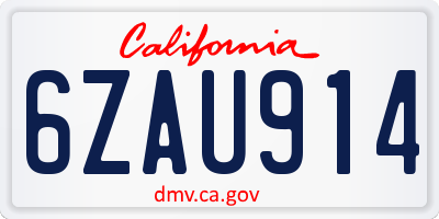 CA license plate 6ZAU914