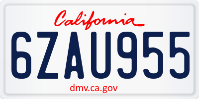 CA license plate 6ZAU955