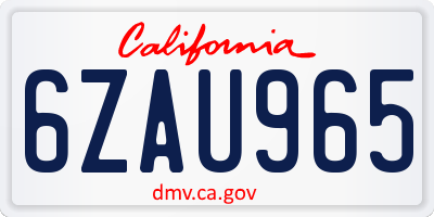 CA license plate 6ZAU965