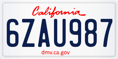 CA license plate 6ZAU987