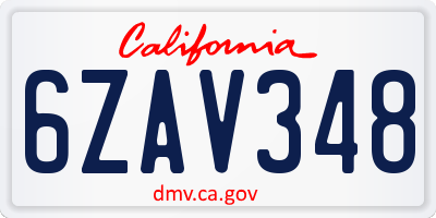 CA license plate 6ZAV348