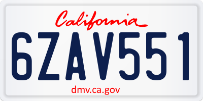 CA license plate 6ZAV551
