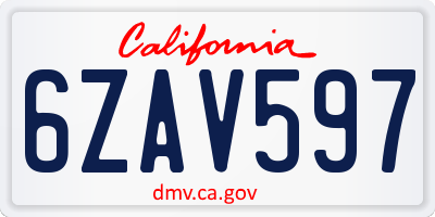 CA license plate 6ZAV597