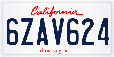 CA license plate 6ZAV624