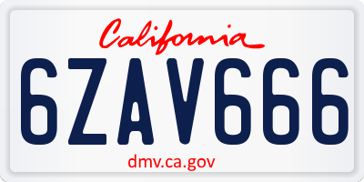 CA license plate 6ZAV666