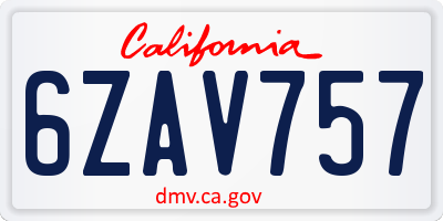 CA license plate 6ZAV757