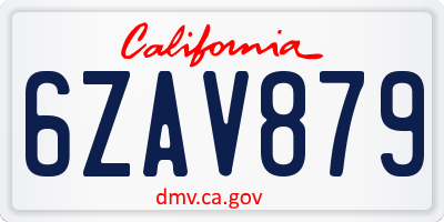 CA license plate 6ZAV879