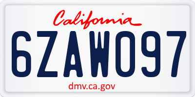 CA license plate 6ZAW097