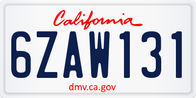 CA license plate 6ZAW131