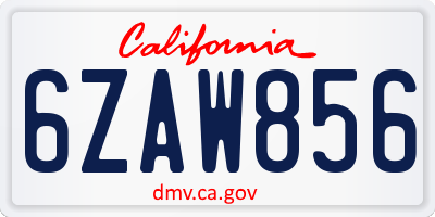 CA license plate 6ZAW856