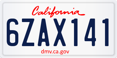 CA license plate 6ZAX141