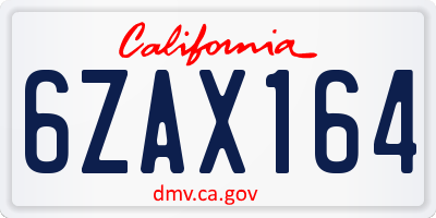 CA license plate 6ZAX164