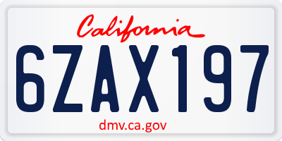 CA license plate 6ZAX197