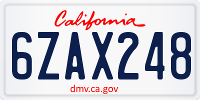 CA license plate 6ZAX248