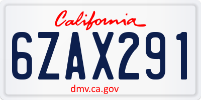 CA license plate 6ZAX291