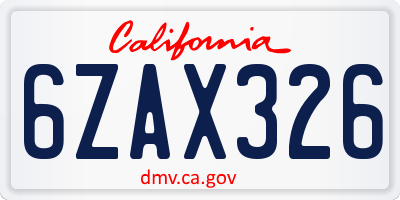 CA license plate 6ZAX326