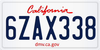 CA license plate 6ZAX338