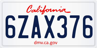 CA license plate 6ZAX376
