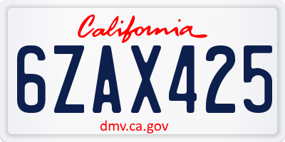 CA license plate 6ZAX425