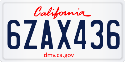 CA license plate 6ZAX436