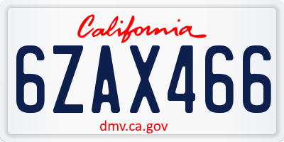 CA license plate 6ZAX466