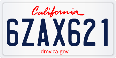 CA license plate 6ZAX621