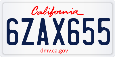 CA license plate 6ZAX655