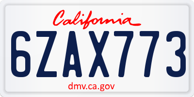 CA license plate 6ZAX773