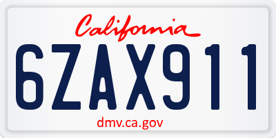 CA license plate 6ZAX911