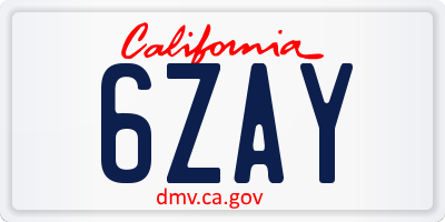 CA license plate 6ZAY